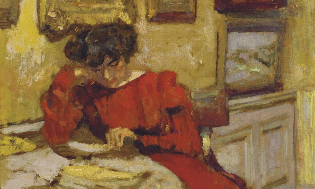 Czytająca pani Hessel w czerwonej sukni, Édouard Vuillard, 1905.
