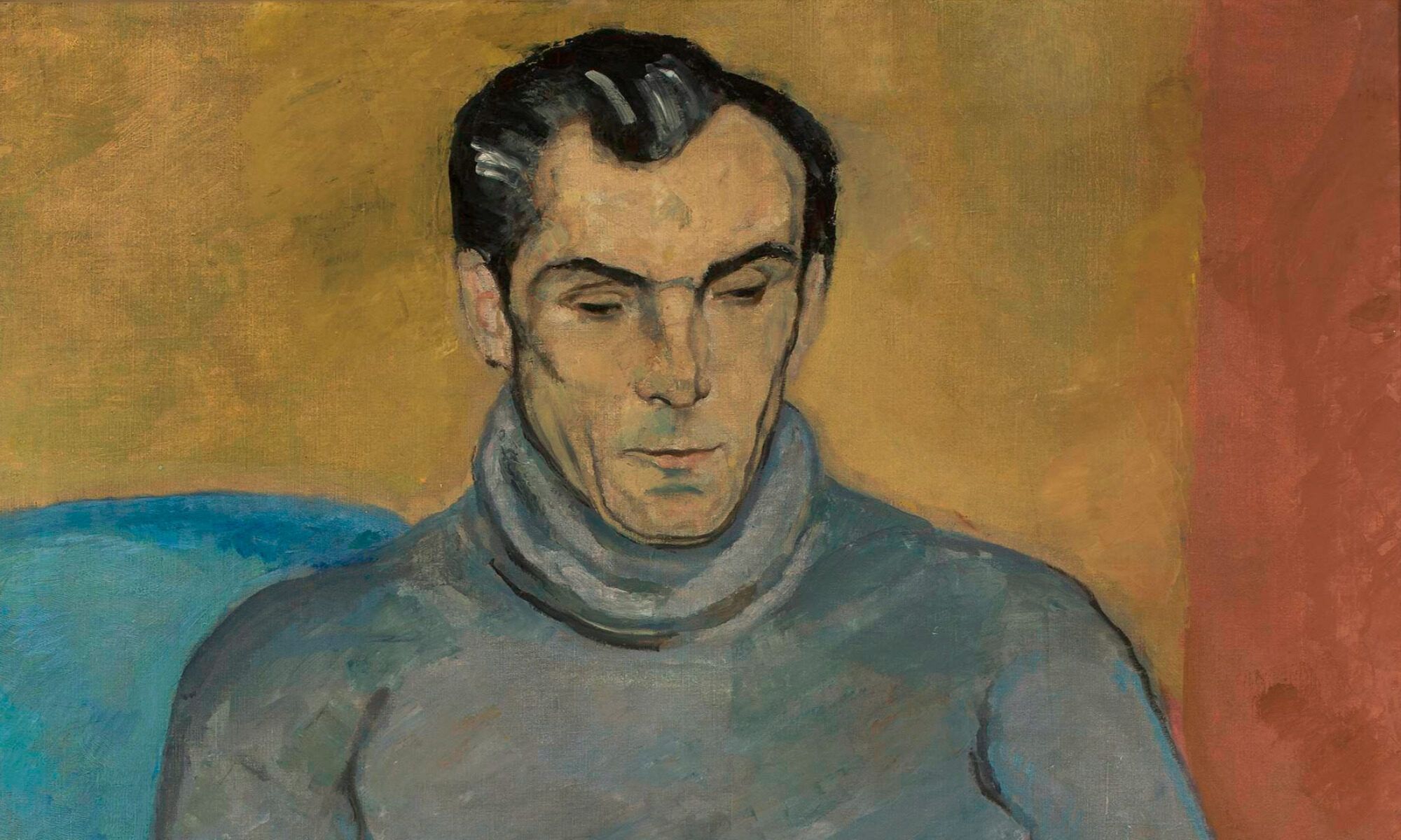 Portrait d’un homme en pull gris, Leopold Gottlieb, 1930.