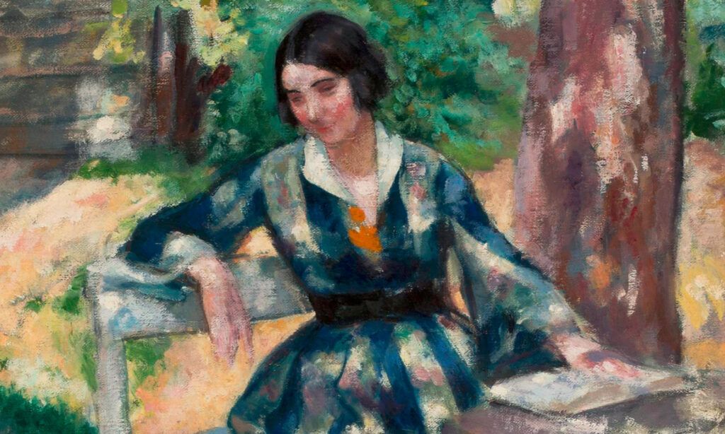 Irena, femme de l’artiste, dans le jardin, Wojciech Weiss, 1917.